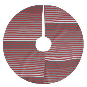 Red, Gray, Black, White Stripes Brushed Polyester Tree Skirt