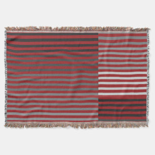 Red, Gray, Black, White Stripes Throw Blanket
