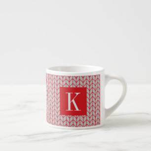 RED GRAY KNIT Espresso Cup + Initial II