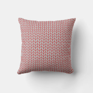 RED GRAY KNIT Square Throw Pillow