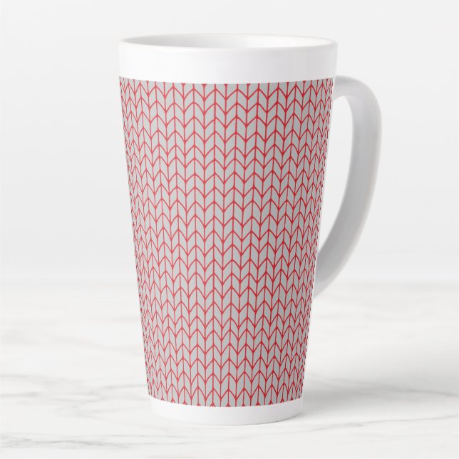 RED GRAY KNIT Tall Latte Mug  (Right Angle)