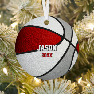 red gray sports team colors gifts basketball metal tree decoration