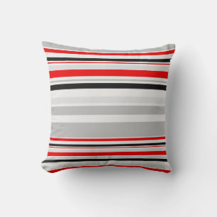 Red Gray Stripes Pattern Cushion