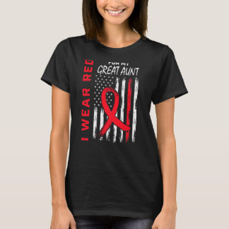 Red Great Aunt Heart Disease Awareness Flag Matchi T-Shirt