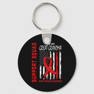 Red Great Grandma Heart Disease Awareness Flag Bac Key Ring