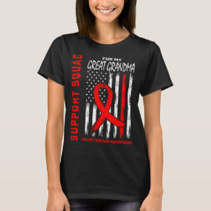 Red Great Grandma Heart Disease Awareness Flag Bac T-Shirt