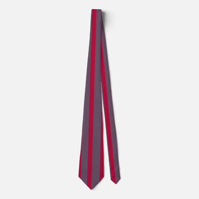 Red & Greay Stripes Tie Neck Tie (Front)