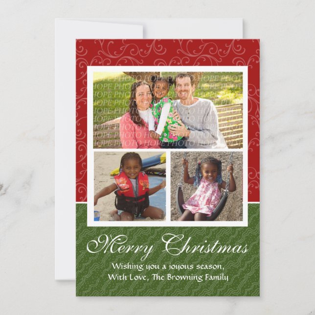 Red & Green 2-Sided Photo Christmas Card (Front)