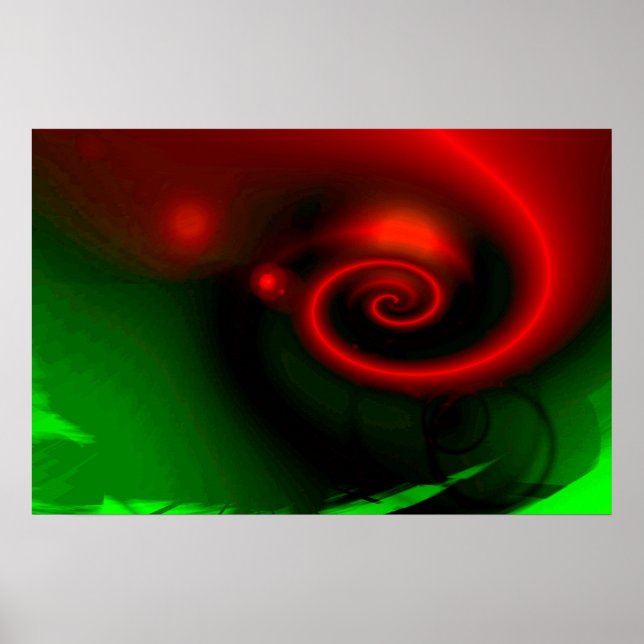 Red Green Abstract Painting Print - Art Posters (Front)