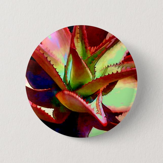 Red & Green Agave 6 Cm Round Badge (Front)