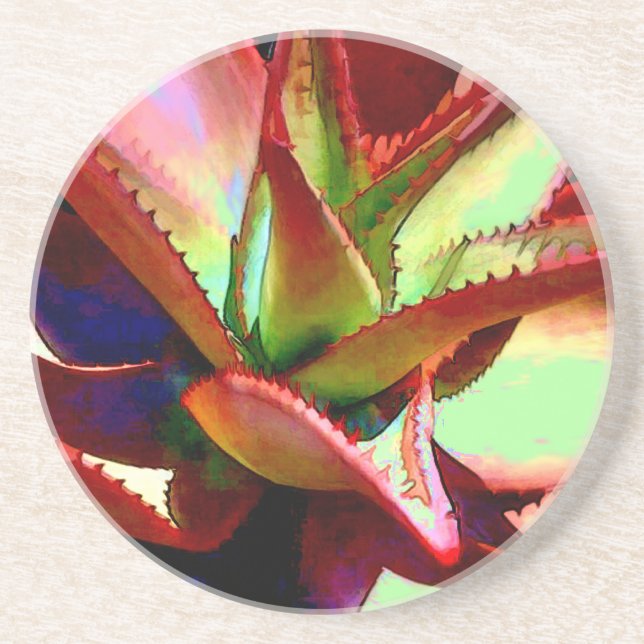 Red & Green Agave Coaster (Front)