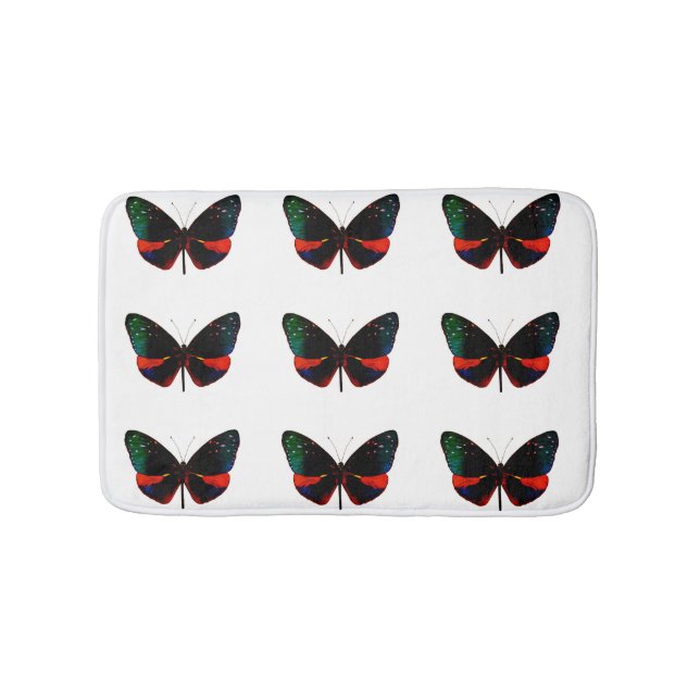 Red, Green and Black Butterfly Bath Mat (Front)