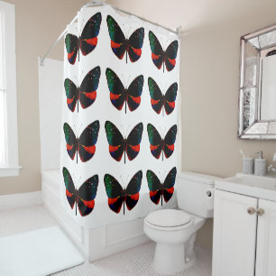 Red, Green and Black Butterfly Shower Curtain