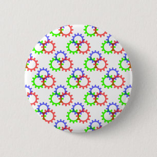 Red, Green and Blue Gears 6 Cm Round Badge