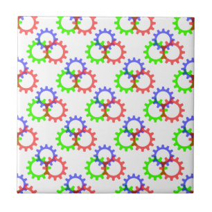 Red, Green and Blue Gears Ceramic Tile