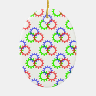 Red, Green and Blue Gears Ceramic Tree Decoration