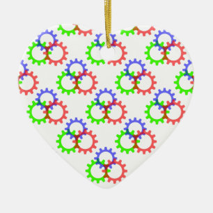 Red, Green and Blue Gears Ceramic Tree Decoration