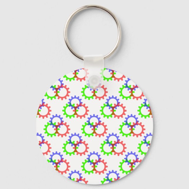 Red, Green and Blue Gears Key Ring (Front)