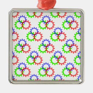 Red, Green and Blue Gears Metal Tree Decoration
