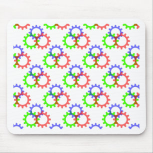 Red, Green and Blue Gears Mouse Pad