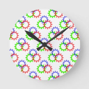 Red, Green and Blue Gears Round Clock