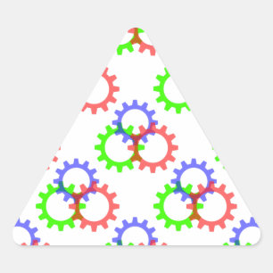 Red, Green and Blue Gears Triangle Sticker