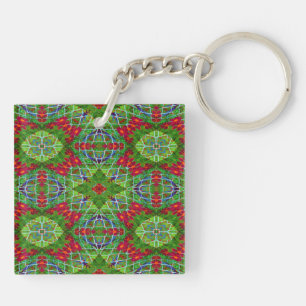 Red, Green and Blue Geometric Key Ring