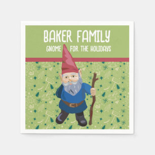 Red Green and Blue Gnome for the Holidays Winter Napkin