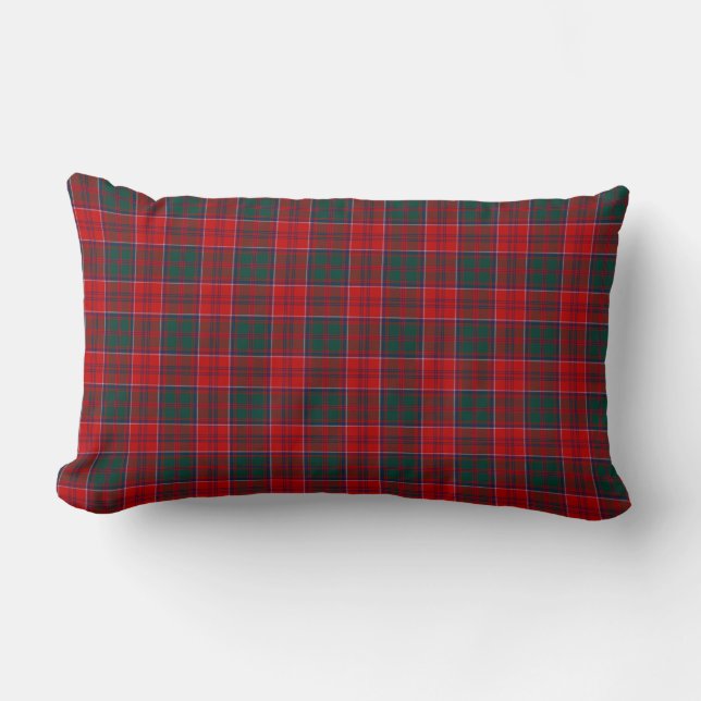 Red, Green, and Blue Grant Clan Scottish Plaid Lumbar Cushion (Front)