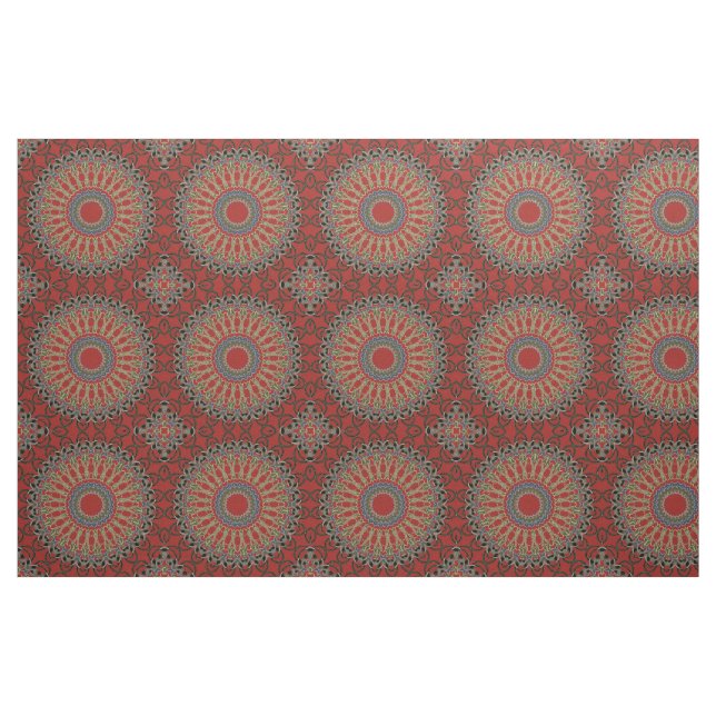 Red, Green and Blue Mandala Small Pattern Fabric (Fat Quarter)