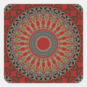 Red, Green and Blue Mandala Square Sticker