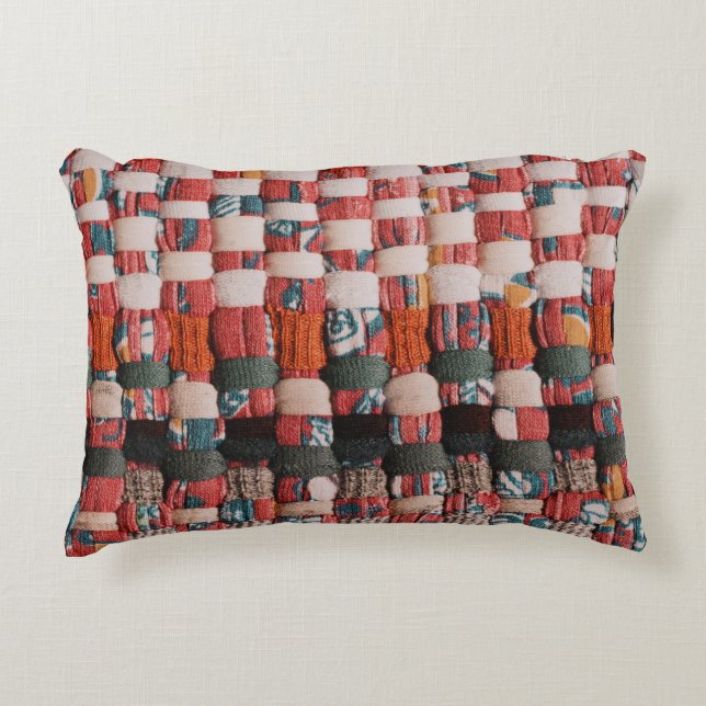 RED GREEN AND BLUE TEXTILE DECORATIVE CUSHION (Front)