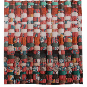 RED GREEN AND BLUE TEXTILE SHOWER CURTAIN