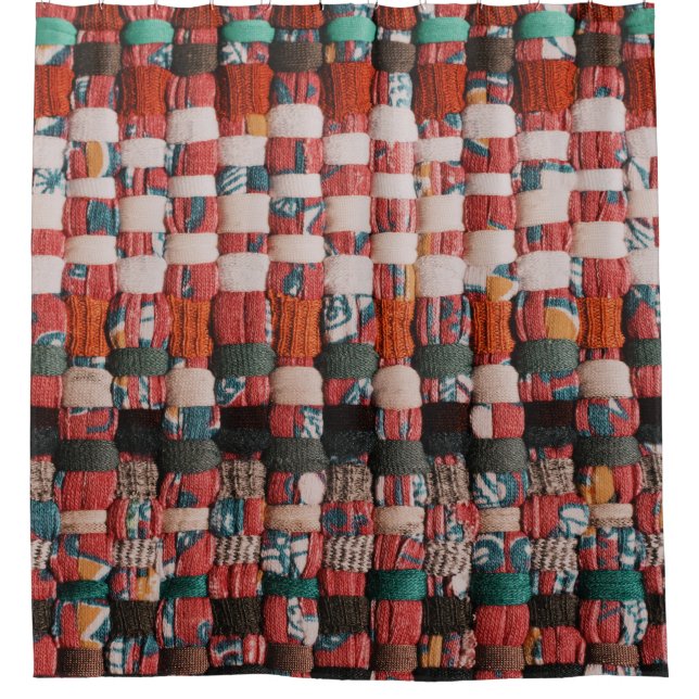 RED GREEN AND BLUE TEXTILE SHOWER CURTAIN (Front)