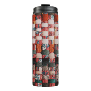 RED GREEN AND BLUE TEXTILE THERMAL TUMBLER