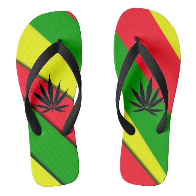 Red, Green and Gold Flip Flops (Footbed)