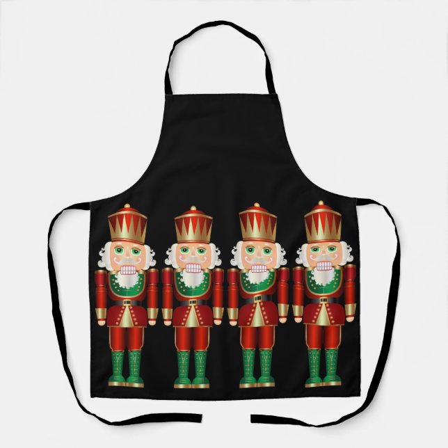 Red Green and Gold Nutcrackers  Apron (Front)