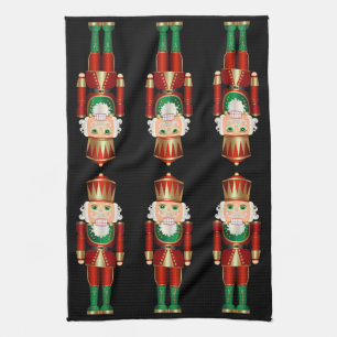 Red Green and Gold Nutcrackers Kitchen Towel