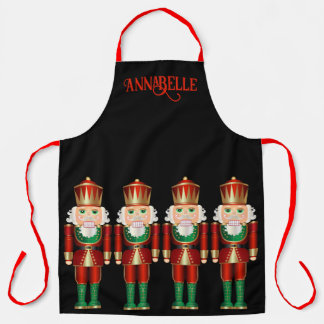 Red Green and Gold Nutcrackers Personalise Apron