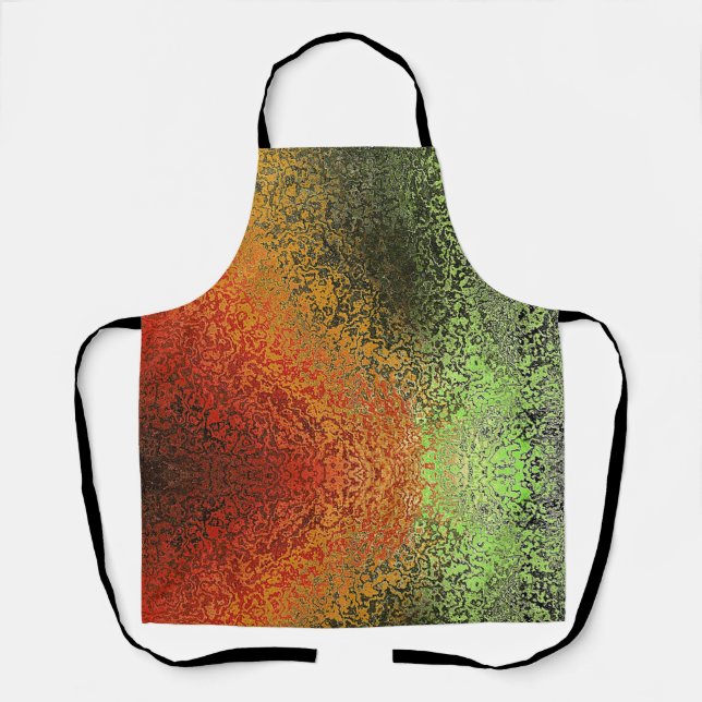 Red Green And Gold Pattern  Apron (Front)
