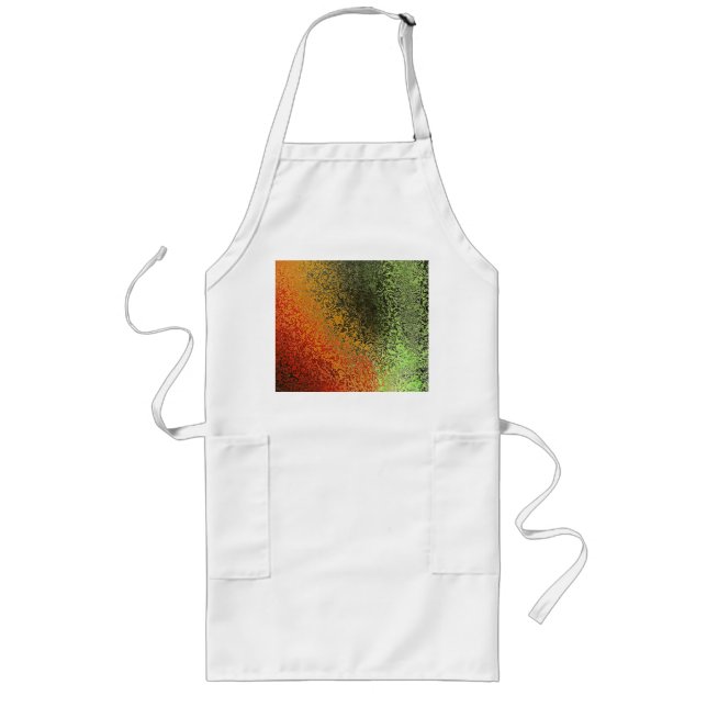 Red Green And Gold Pattern  Long Apron (Front)