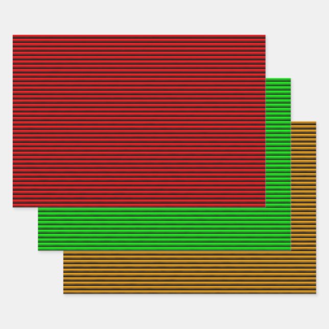 Red, Green, And Gold Wrapping Paper Sheets (Set)