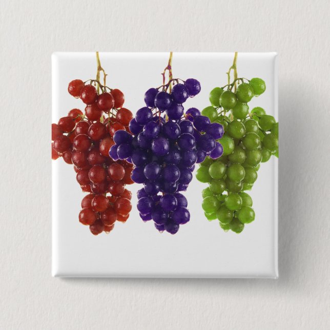 Red Green and Purple Grapes 15 Cm Square Badge (Front)