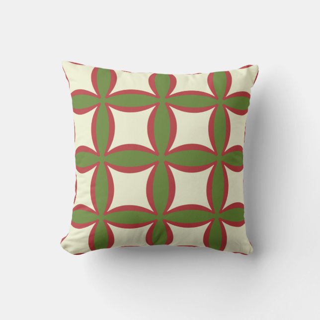 Red, Green And Tan  Pattern Toss Pillows 132 (Front)