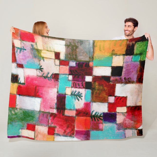 Red Green and Violet, Paul Klee Fleece Blanket (In Situ)