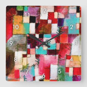 Red Green and Violet, Paul Klee Square Wall Clock