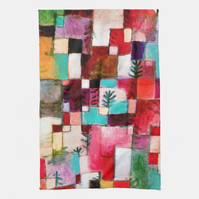 Red Green and Violet, Paul Klee Tea Towel (Vertical)