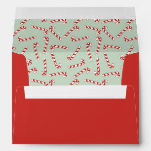 Red, Green and White Candy Cane Christmas Pattern  Envelope
