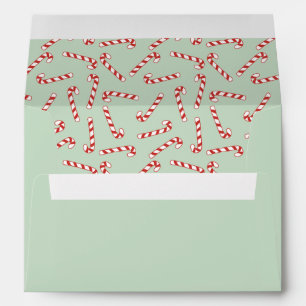 Red, Green and White Candy Cane Christmas Pattern Envelope