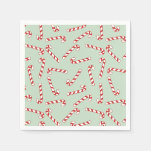 Red, Green and White Candy Cane Christmas Pattern  Napkin